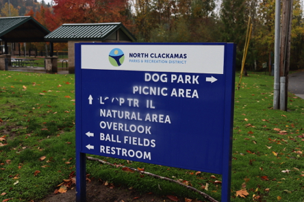 Directional signage at covered picnic area Directional signage at covered picnic area